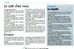 Article de journal sur le caté et les chapelles de Sixt Fer-à-Cheval -1998