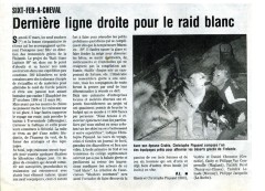 Article de journal sur une course de chien de traineau avec Gisèle et Christophe PIQUANT - 1999
