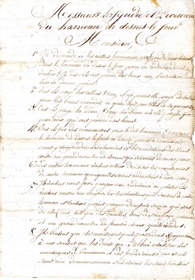 Réclamation à Messieurs Les Syndic et Procureur du hameau de Dessus le Four -1766