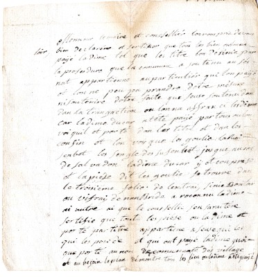 Compte rendu du maire conseillés sur le payement de la dime