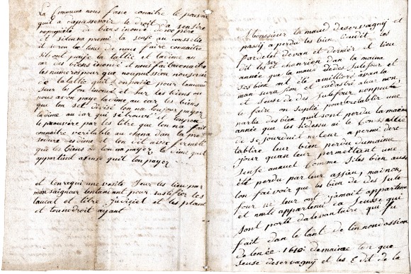 Page d’un carnet du sindic MOCCAND, compte rendu des affaires du village – 1817