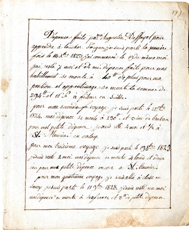 Carnet de dépenses par Augustin DEFFAYET – 1823