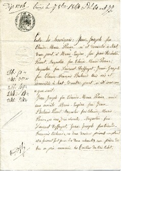 Acte de vente d’une pièce de terre en prés entre Jean Joseph PERRIER et Marie Eugène – 1864
