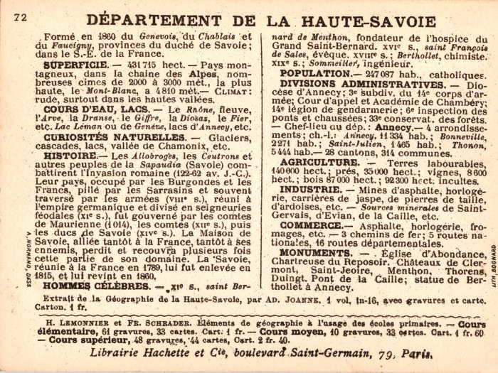 Article de journal sur le département de la Haute-Savoie
