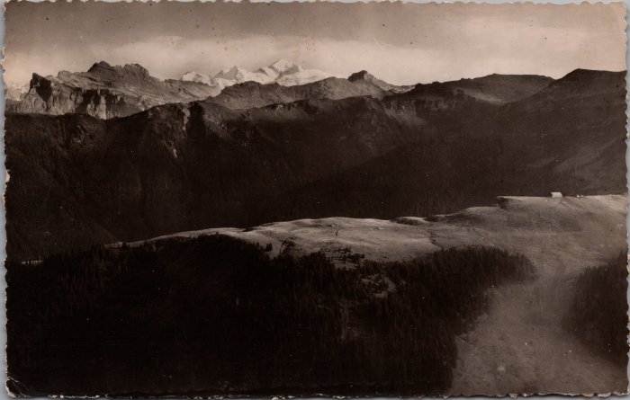 Carte postale du plateau des Saix, le Tenneverge et le Mont Blanc