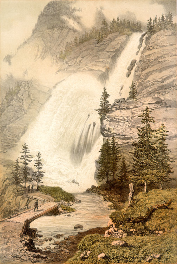 Lithographie de la Cascade du Rouget