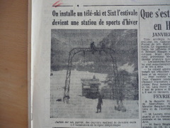 Article de journal sur l'installation du téléski de Sixt en 1950