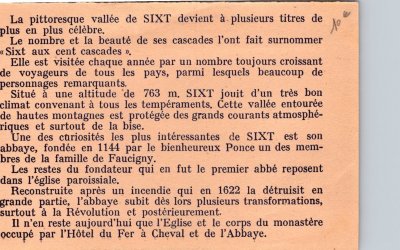 Article sur « la pittoresque vallée de SIXT »