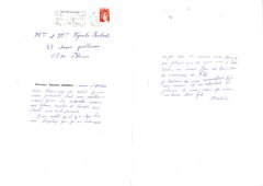 Lettre de Baptiste JOENNOZ à Robert VIGNOLE