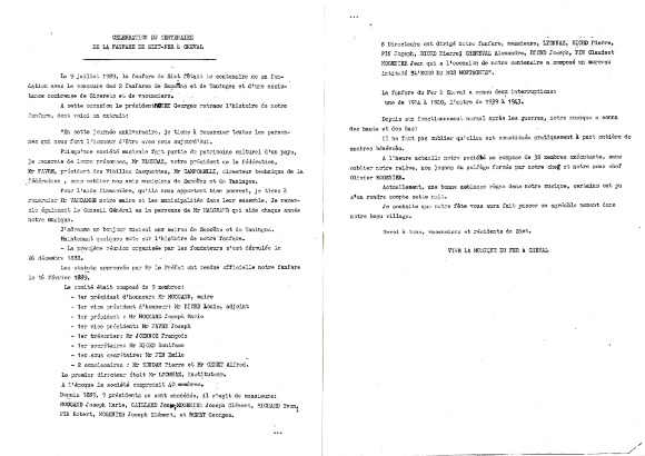 Discours de la célébration du Centenaire de la Fanfare de Sixt-Fer-à-Cheval