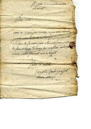 Lettre de Josephte Baud-Gresset veuve Monge 