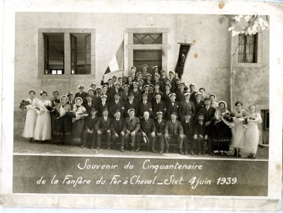 Souvenir du Cinquantenaire de la Fanfare du Fer-à-Cheval à Sixt le 4 juin 1939