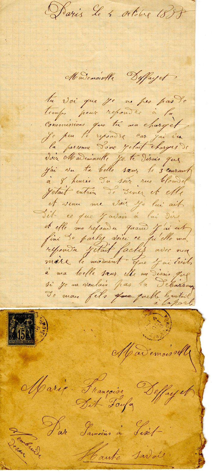 Lettres manuscrites de 1888